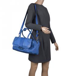 Marc by Marc Jacobs Blue Python Embossed Leather Detail Top Handle Bag
