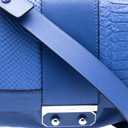 Marc by Marc Jacobs Blue Python Embossed Leather Detail Top Handle Bag