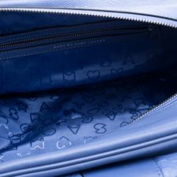 Marc by Marc Jacobs Blue Python Embossed Leather Detail Top Handle Bag