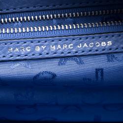 Marc by Marc Jacobs Blue Python Embossed Leather Detail Top Handle Bag