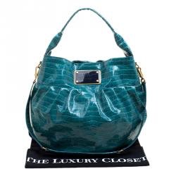 مملوكة مسبقًا Marc By Marc Jacobs Blue Green Croc Embossed Coated Fabric Hobo