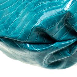 مملوكة مسبقًا Marc By Marc Jacobs Blue Green Croc Embossed Coated Fabric Hobo
