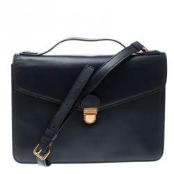 Pre Owned Marc by Marc Jacobs Navy Blue Leather Chicret Top Handle Satchel