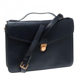 Pre Owned Marc by Marc Jacobs Navy Blue Leather Chicret Top Handle Satchel