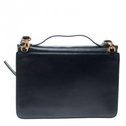 Pre Owned Marc by Marc Jacobs Navy Blue Leather Chicret Top Handle Satchel