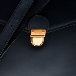 Pre Owned Marc by Marc Jacobs Navy Blue Leather Chicret Top Handle Satchel