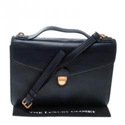 Pre Owned Marc by Marc Jacobs Navy Blue Leather Chicret Top Handle Satchel