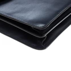 Pre Owned Marc by Marc Jacobs Navy Blue Leather Chicret Top Handle Satchel