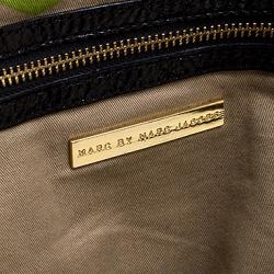 Pre Owned Marc Jacobs Black Patent Leather Push Turnlock Dot Tote