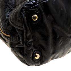 Pre Owned Marc Jacobs Black Patent Leather Push Turnlock Dot Tote