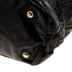 Pre Owned Marc Jacobs Black Patent Leather Push Turnlock Dot Tote