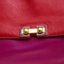 Pre Owned حقيبة مارك باي مارك جاكوبس بوبز ميمفيز جلد حمراء وفوشيا