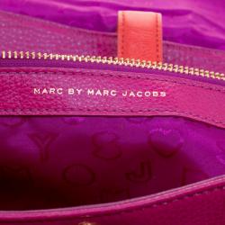 Pre Owned حقيبة مارك باي مارك جاكوبس بوبز ميمفيز جلد حمراء وفوشيا