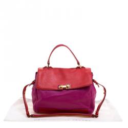 Pre Owned حقيبة مارك باي مارك جاكوبس بوبز ميمفيز جلد حمراء وفوشيا