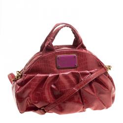 Pre Owned حقيبة مارك باي مارك جاكوبس جلد لامع نقش تمساح حمراء