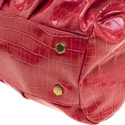 Pre Owned حقيبة مارك باي مارك جاكوبس جلد لامع نقش تمساح حمراء