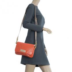 Pre Owned Marc by Marc Jacobs Orange Glazed Leather Percy Crossbody