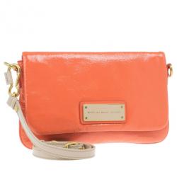 Pre Owned Marc by Marc Jacobs Orange Glazed Leather Percy Crossbody
