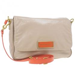 Pre Owned Marc by Marc Jacobs Taupe Glazed Leather Lea Crossbody