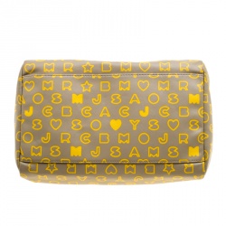 Pre Owned Marc by Marc Jacobs Beige/Yellow Coated Canvas Easy Bowling Bag