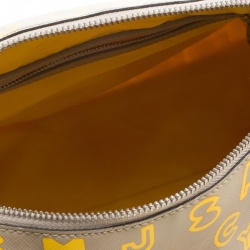 Pre Owned Marc by Marc Jacobs Beige/Yellow Coated Canvas Easy Bowling Bag