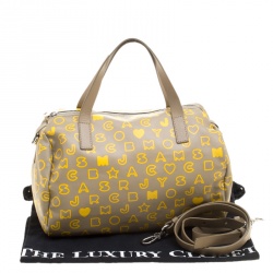Pre Owned Marc by Marc Jacobs Beige/Yellow Coated Canvas Easy Bowling Bag