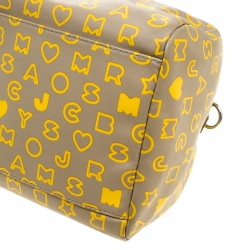 Pre Owned Marc by Marc Jacobs Beige/Yellow Coated Canvas Easy Bowling Bag