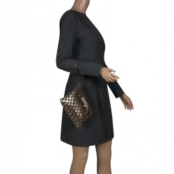 Pre Owned حقيبة كلتش مارك باي مارك جاكوبس حمالة معصم جلد كاروهات ذهبية/ بنية