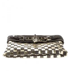 Pre Owned حقيبة كلتش مارك باي مارك جاكوبس حمالة معصم جلد كاروهات ذهبية/ بنية