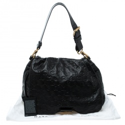 Pre Owned Marc By Marc Jacobs Black Dreamy Logo Leather Puckered Mouse Hobo