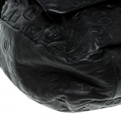 Pre Owned Marc By Marc Jacobs Black Dreamy Logo Leather Puckered Mouse Hobo