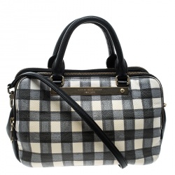 Pre Owned Marc by Marc Jacobs Black/White Check Leather Satchel