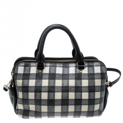 Pre Owned Marc by Marc Jacobs Black/White Check Leather Satchel