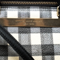 Pre Owned Marc by Marc Jacobs Black/White Check Leather Satchel