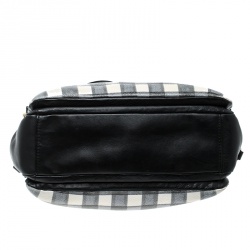 Pre Owned Marc by Marc Jacobs Black/White Check Leather Satchel