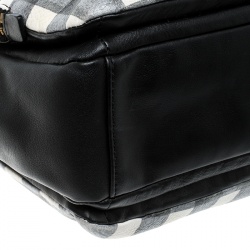 Pre Owned Marc by Marc Jacobs Black/White Check Leather Satchel