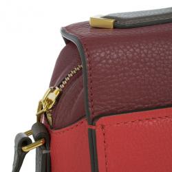 Pre Owned Marc by Marc Jacobs Red And Burgundy Leather Hail To The Queen Diana Satchel