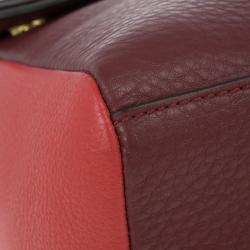 Pre Owned Marc by Marc Jacobs Red And Burgundy Leather Hail To The Queen Diana Satchel