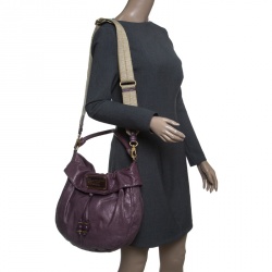 Pre Owned Marc by Marc Jacobs Purple Leather New Q Lil Drawstring Hobo