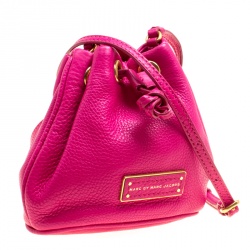 Pre Owned حقيبة كروس مارك باي مارك جاكوبس باكت أربطة تو هوت تو هاندل ميني جلد وردية زاهية