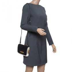 مملوكة مسبقًا Marc by Marc Jacobs White/Black Leather Flap Crossbody Bag