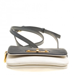 مملوكة مسبقًا Marc by Marc Jacobs White/Black Leather Flap Crossbody Bag