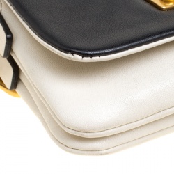 مملوكة مسبقًا Marc by Marc Jacobs White/Black Leather Flap Crossbody Bag