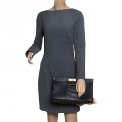 Pre Owned Marc by Marc Jacobs Black Leather East End Lady Rei Clutch 