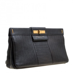 Pre Owned Marc by Marc Jacobs Black Leather East End Lady Rei Clutch 