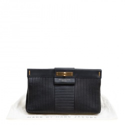 Pre Owned Marc by Marc Jacobs Black Leather East End Lady Rei Clutch 