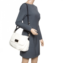 Pre Owned Marc by Marc Jacobs White Leather Classic Q Lil Ukita Top Handle Bag
