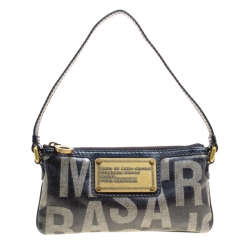 Pre Owned Marc by Marc Jacobs Blue Coated Canvas and Leather Pouch