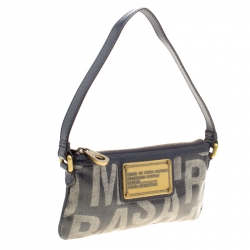 Pre Owned Marc by Marc Jacobs Blue Coated Canvas and Leather Pouch