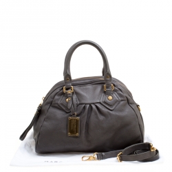Pre Owned Marc by Marc Jacobs Grey Leather Classic Q Baby Groovee Satchel